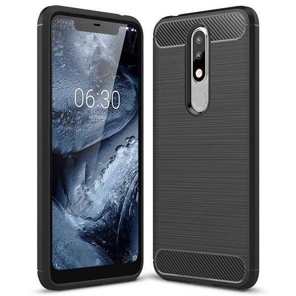 Pokrowiec etui pancerne Karbon Case czarne NOKIA X5 2018