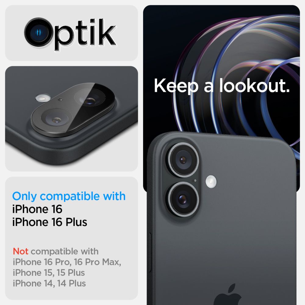 Szkło hartowane Osłona Aparatu Spigen Optik Glas.tr Camera Protector 2-pack  APPLE iPhone 16 / 9