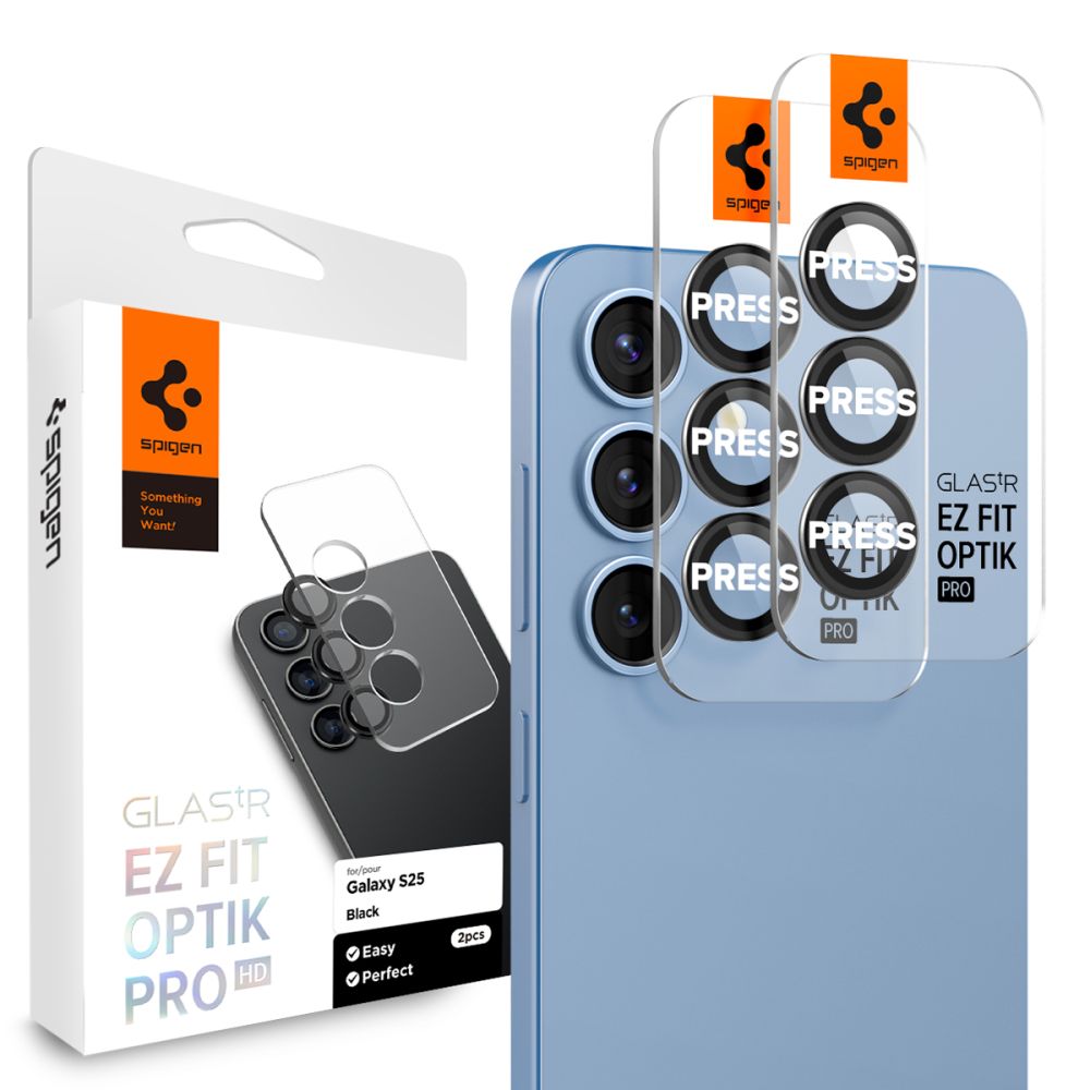 Szkło hartowane Osłona Aparatu Spigen Optik Pro Glas.tr Ez Fit Hd Camera Protector 2-pack czarne SAMSUNG Galaxy S25 Plus
