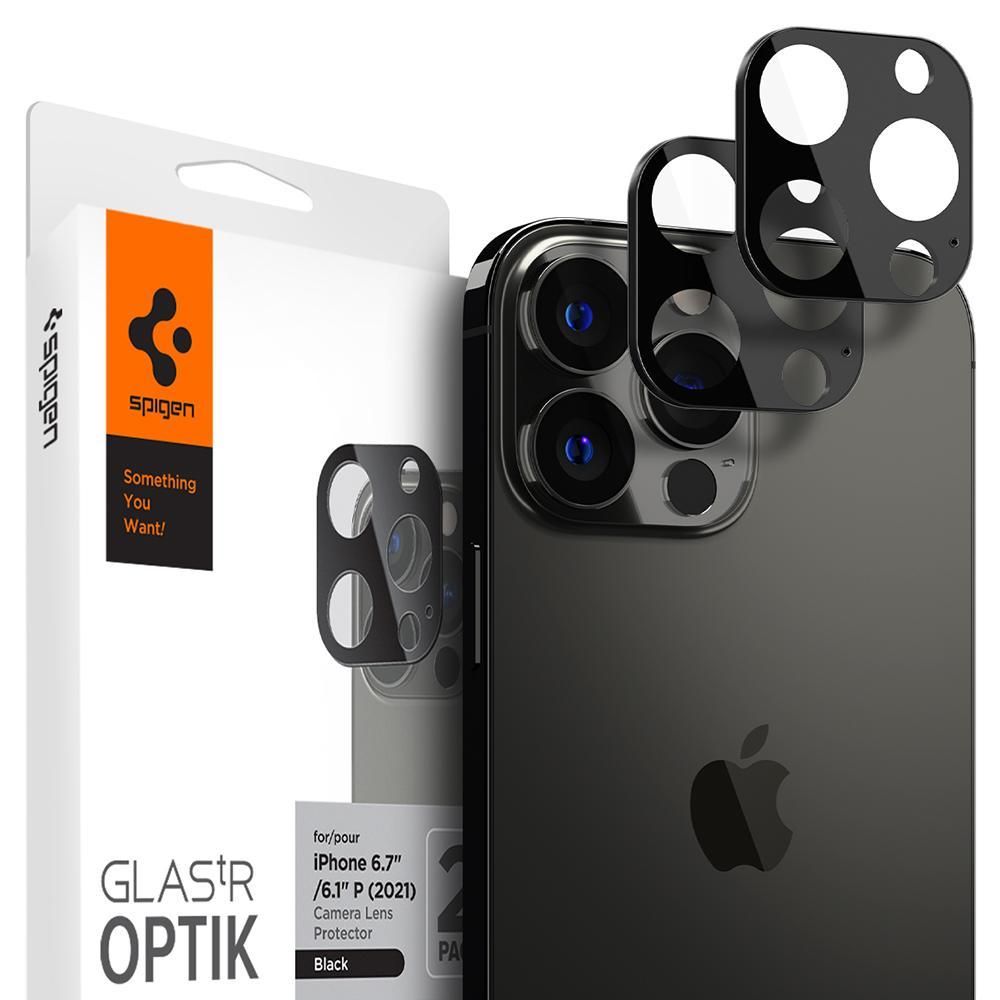 Szko hartowane Osona Aparatu Spigen Optik.tr Camera Protector 2-pack czarne APPLE iPhone 13 Pro Max