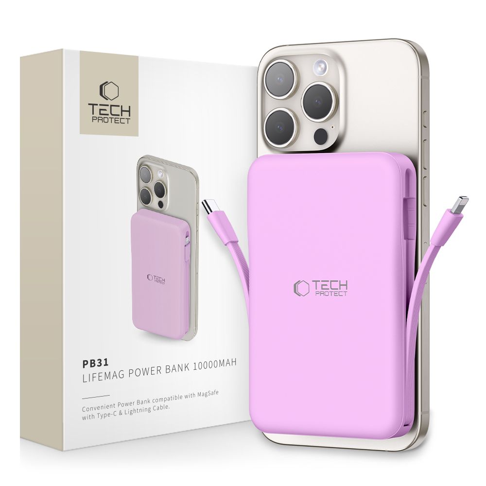 Power bank Tech-Protect PB31 LifeMag 10 000mAh fioletowy  Infinix Smart 6