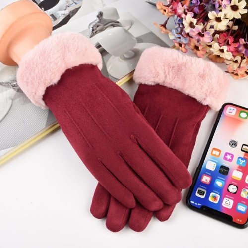 Rkawiczki dotykowe z futerkiem bordowe Xiaomi Redmi 9A