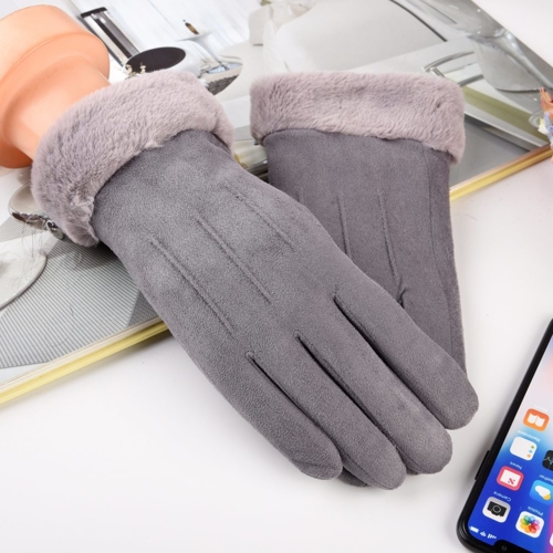 Rkawiczki dotykowe z futerkiem szare Xiaomi Mi 10 Lite 5G