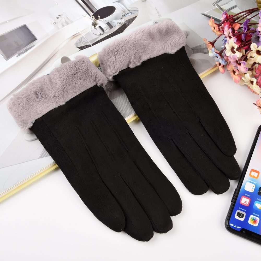 Rkawiczki dotykowe z futerkiem czarno-szare Xiaomi Redmi Note 13 / 3