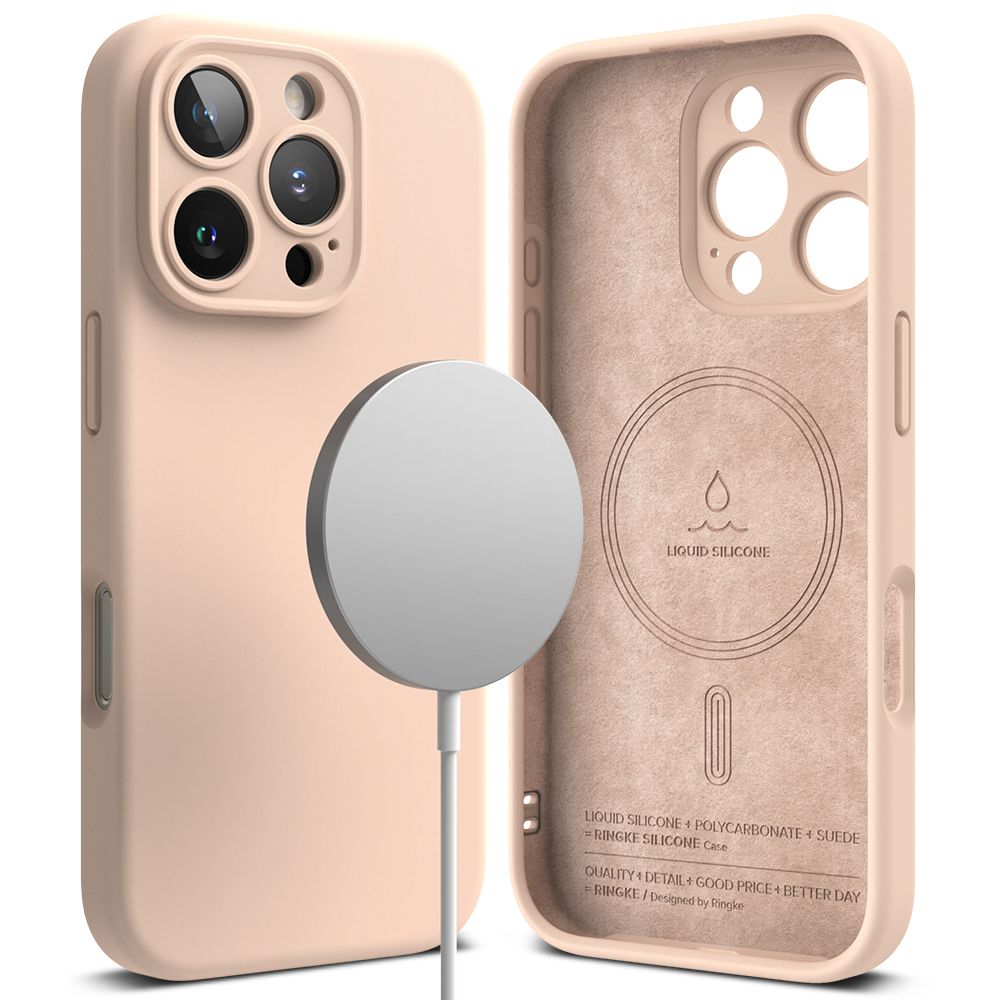 Pokrowiec Ringke Silicone Magnetic Magsafe Różowe sand APPLE iPhone 16 Pro Max / 2
