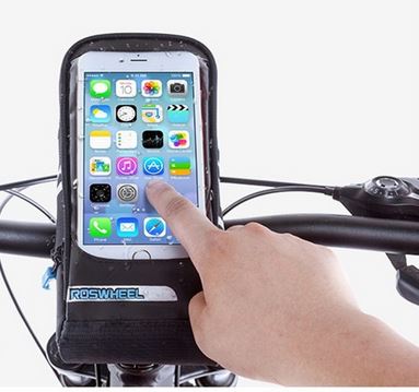 Uchwyt rowerowy Sakwa na kierownic Roswheel 111272-A 5,7 cala czarna APPLE iPhone 12 / 6