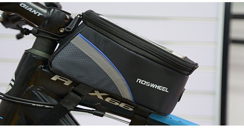 Uchwyt rowerowy Sakwa na ram Roswheel 12496 L 5,5 czarno-niebieska SAMSUNG SM-G900F Galaxy S5 / 11