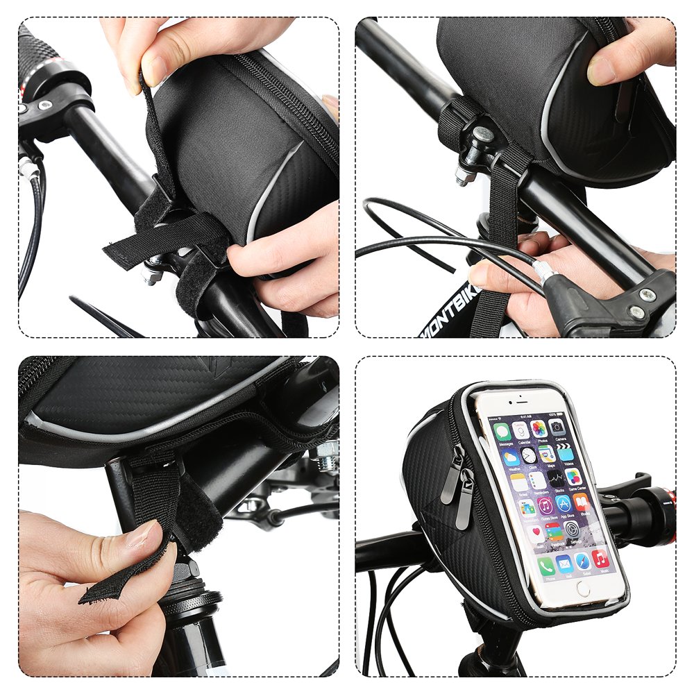 Uchwyt rowerowy Torba rowerowa na kierownic Wozinsky WBB4BK 6,5 cala czarna APPLE iPhone 15 Pro / 7