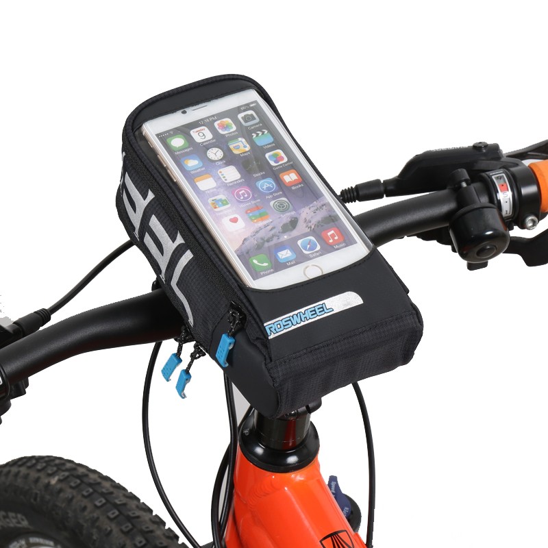 Uchwyt rowerowy Sakwa rowerowa na kierownic ROSWHEEL 111272-A czarna APPLE iPhone 11 Pro / 4