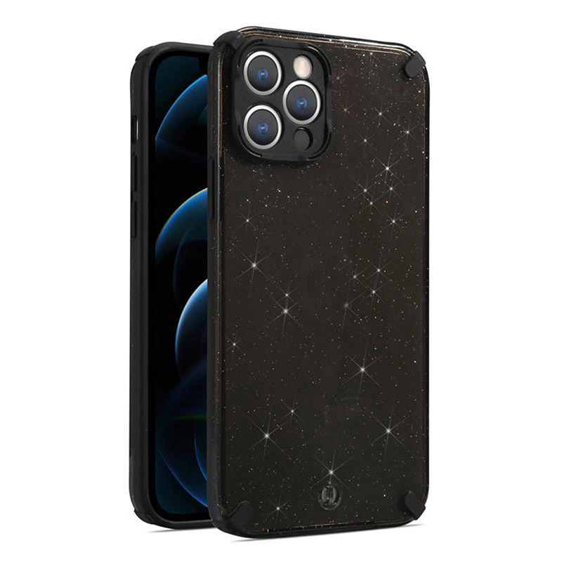 Pokrowiec etui Armor Glitter Case czarne SAMSUNG Galaxy A22 4G