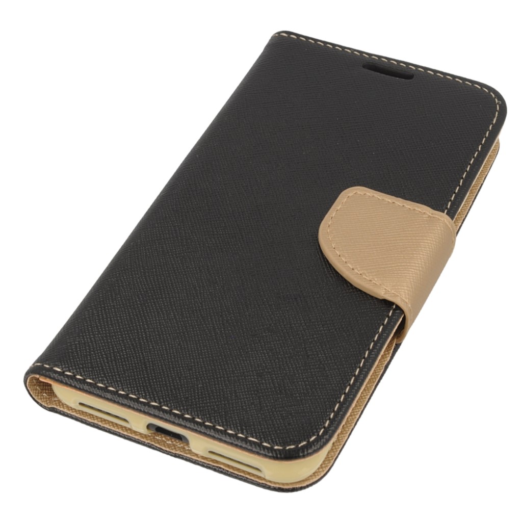 Pokrowiec etui z klapk na magnes Fancy Case czarno-zote SAMSUNG Galaxy A54