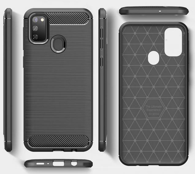 Pokrowiec etui pancerne Karbon Case czarne SAMSUNG Galaxy M30s / 5