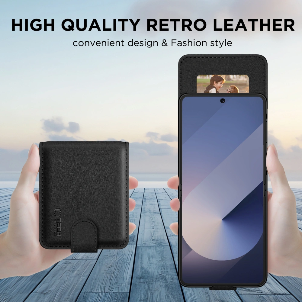Pokrowiec etui z klapk� Tech-protect Wallet Czarne SAMSUNG Galaxy Z Flip 6 / 2