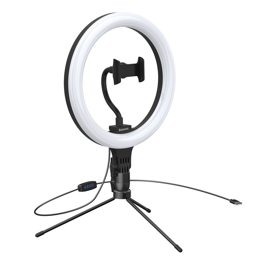 Statyw wysignik selfie Baseus fotograficzna lampa piercie LED 10 cali CRZB10-A01 czarna MOTOROLA Moto E22i / 5