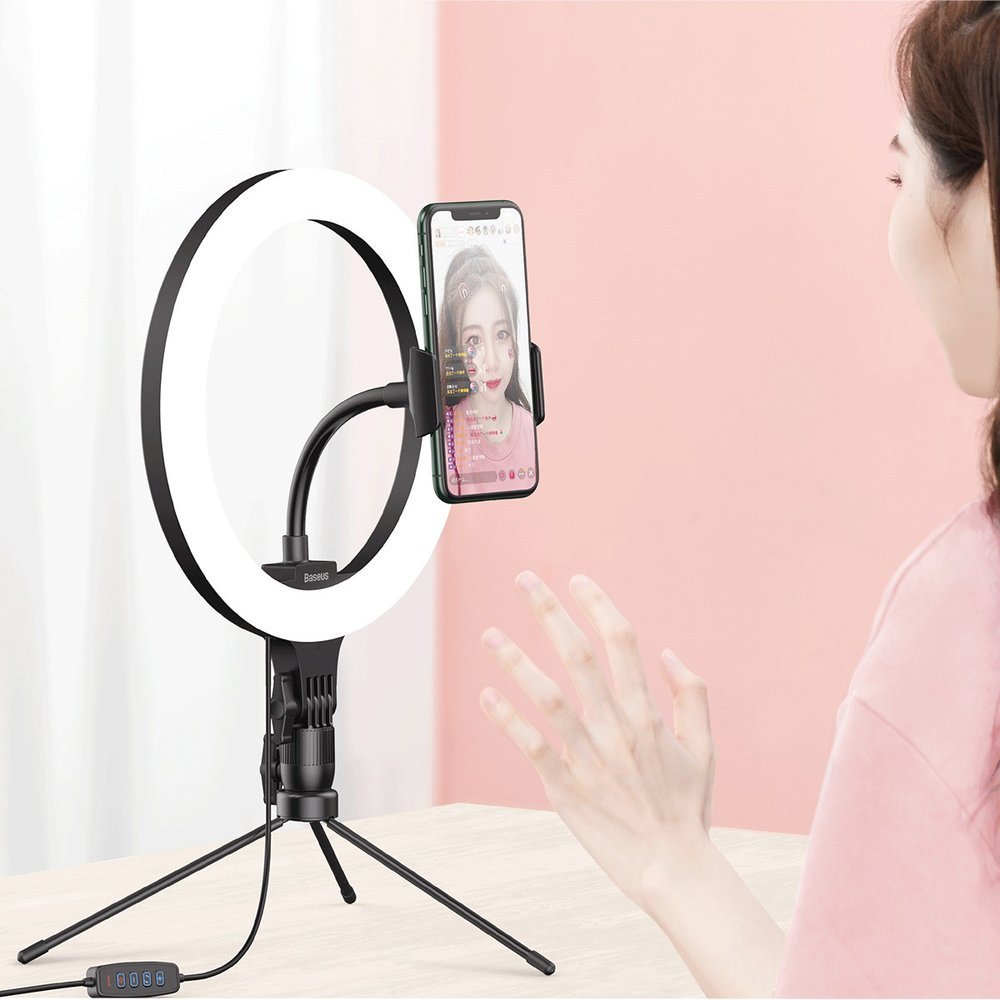 Statyw wysignik selfie Baseus fotograficzna lampa piercie LED 10 cali CRZB10-A01 czarna LG Stylus 3 / 8
