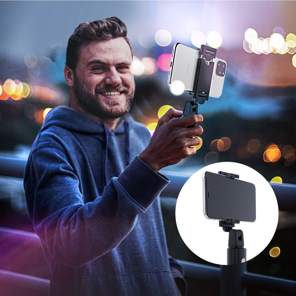 Statyw wysignik selfie z Pilotem Bluetooth Tripod K07 czarny HUAWEI Nova Y90 / 5