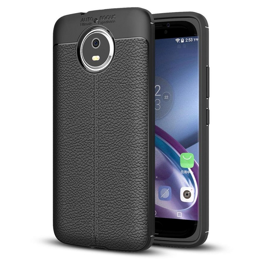 Pokrowiec etui imitacja skry Lux Case Skin czarne MOTOROLA Moto G5S