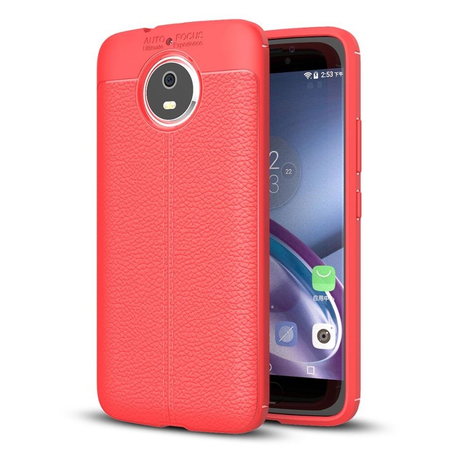 Pokrowiec etui imitacja skry Lux Case Skin czerwone MOTOROLA Moto G5S