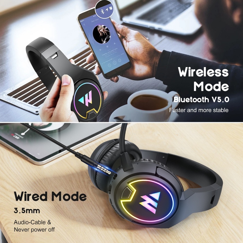 Suchawki Bezprzewodowe Gamingowe 3D Stereo Sound z Mikrofonem Wintory W1 Czarne SAMSUNG Galaxy S22+ / 5