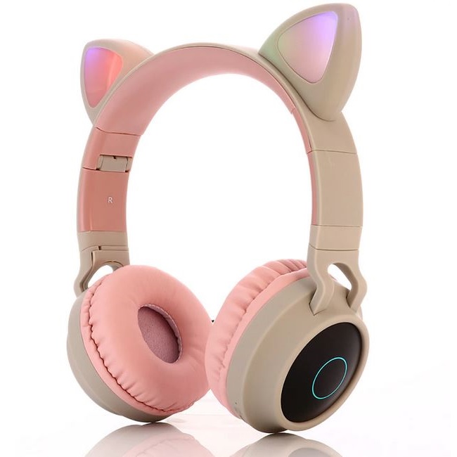 Słuchawki nauszne Bluetooth Gjby Catear CA-028 beżowo-różowe