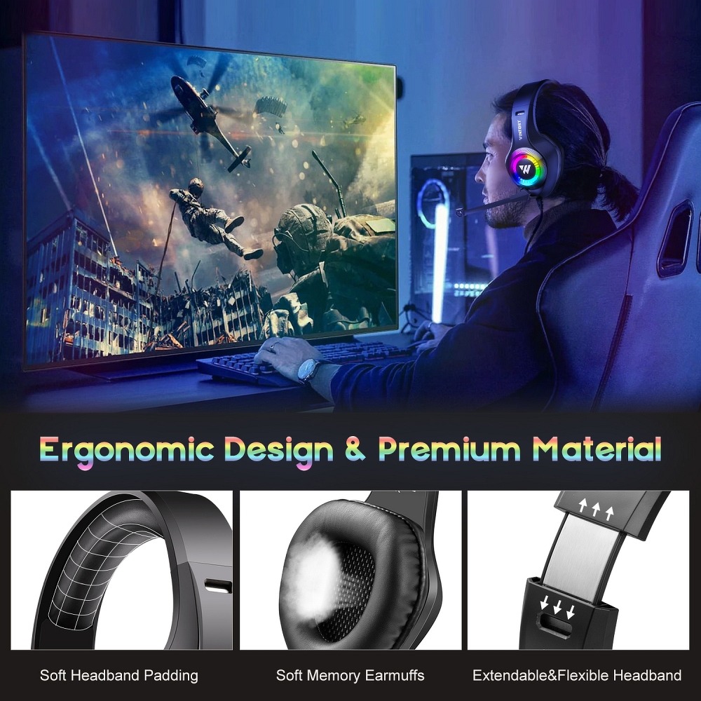 Suchawki Gamingowe 3D Stereo Sound z Mikrofonem Wintory M3 Czarne SAMSUNG Galaxy Folder 2 / 8