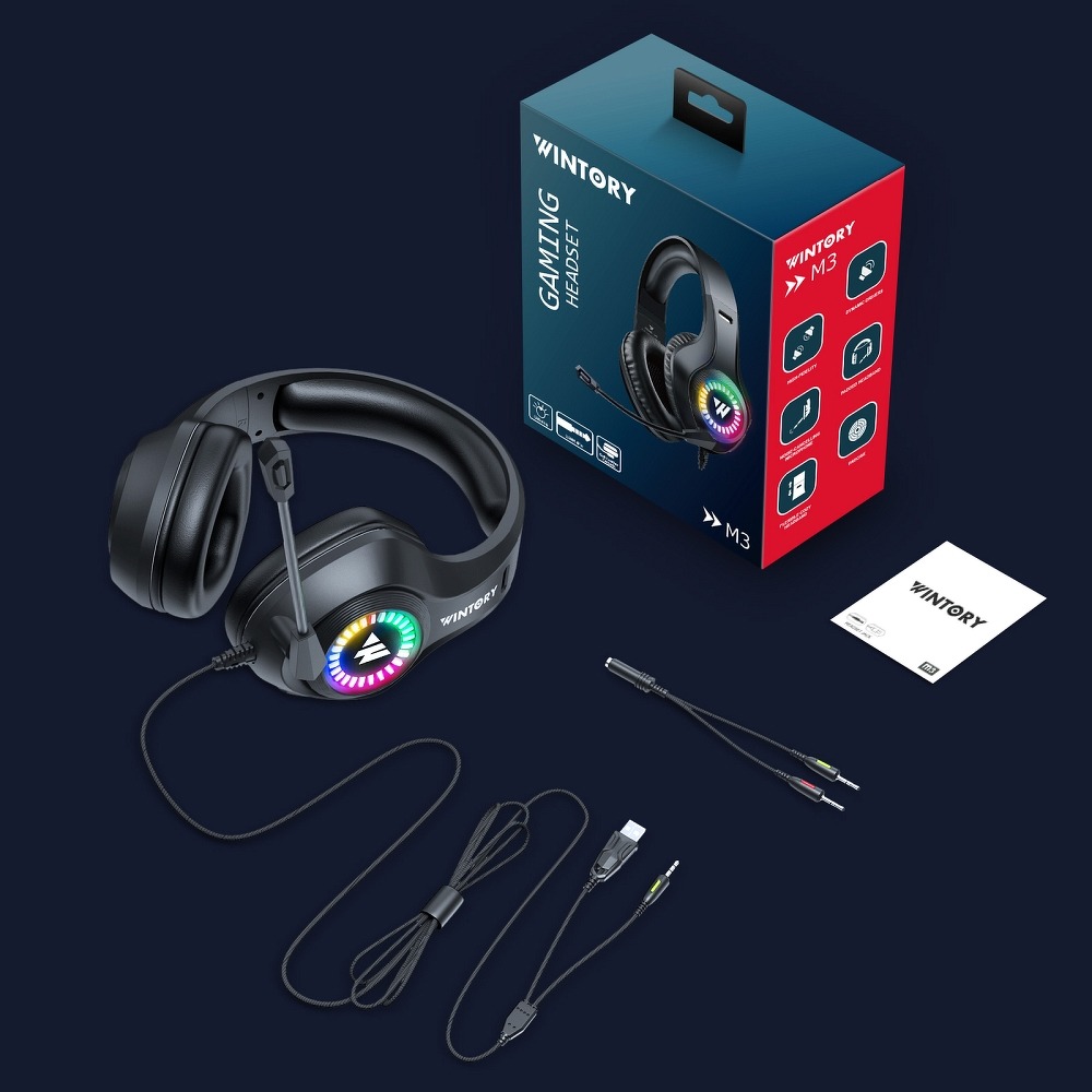 Suchawki Gamingowe 3D Stereo Sound z Mikrofonem Wintory M3 Czarne RedMagic 7 / 9