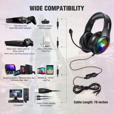 Suchawki Gamingowe 3D Stereo Sound z Mikrofonem Wintory M1 Czarne SONY Xperia XZ2 Premium / 3