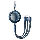 Kabel USB Baseus Bright Mirror 3w1  micro USB-USB Typ C-Lightning 1,2m CAMLC-MJ03 niebieski do Google Pixel 4a 5G