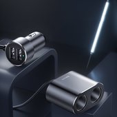 Ładowarka samochodowa Baseus CRDYQ-01 2x USB + 2x gniazdo zapalniczki czarna TCL 10 5G / 6