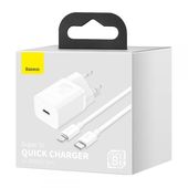 Ładowarka sieciowa Baseus Super Si 20W z kablem Typ-C na lightning biała APPLE iPhone 6 Plus / 11