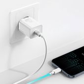 Ładowarka sieciowa Baseus Super Si 20W z kablem Typ-C na lightning biała APPLE iPhone 6 Plus / 8