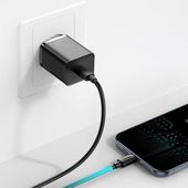Ładowarka sieciowa Baseus Super Si 20W z kablem Typ-C na lightning czarna  APPLE iPhone 6 Plus / 9