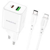 adowarka sieciowa Borofone BN7 USB Typ-C QC 3.0 PD 20W z kablem Lightning biaa do NOKIA X30 5G