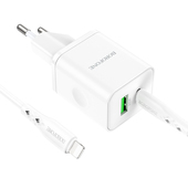 Ładowarka sieciowa Borofone BN7 QC 20W Typ-C na Lightning biała APPLE iPhone 11 Pro / 6