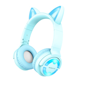 Suchawki Borofone nauszne BO15 Cat Ear bluetooth niebieskie  do SAMSUNG Galaxy Tab A 10.5 SM-T590