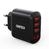 adowarka sieciowa Choetech 3x USB 3,4A Q5009-EU czarna do PRESTIGIO MultiPad 7.0 Ultra Duo