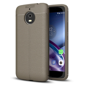 etui na ty� etui imitacja sk�ry Lux Case Skin szare do MOTOROLA Moto E4 Plus