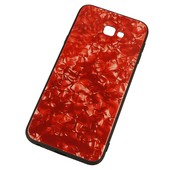 Pokrowiec etui Marble Glass czerwone do SAMSUNG Galaxy J4+