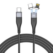 Kabel USB Tech-Protect Ultraboost magnetyczny Typ-C Lightning 2w1 czarny do MOTOROLA One Zoom