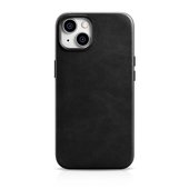 Pokrowiec etui skrzane iCarer Oil Wax Premium Leather Case czarne do APPLE iPhone 15 Pro Max