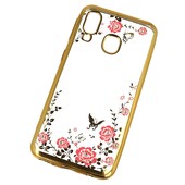 Pokrowiec etui silikonowe Diamond Kwiaty z�ote do APPLE iPhone SE 2020