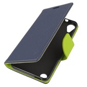 Pokrowiec etui z klapk� na magnes Fancy Case granatowo-limonkowe do HTC Desire 530