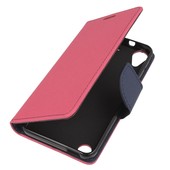 Pokrowiec etui z klapk� na magnes Fancy Case r�owo-granatowe do HTC Desire 530