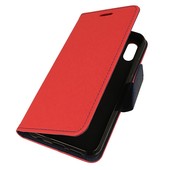 Pokrowiec etui z klapk� na magnes Fancy Case czerwono-granatowe do HUAWEI P20 Lite