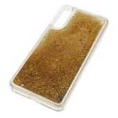 Pokrowiec etui �elowe Dynamic Liquid z brokatem z�oty do HUAWEI P20