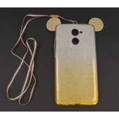 etui brokatowe back case brokatowa Myszka z�ote do HUAWEI Y7