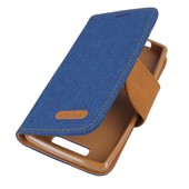 etui z klapk� etui Portfelowe Canvas niebieskie do Lenovo Vibe A