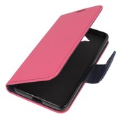 etui podstawka etui z klapk� na magnes Fancy Case r�owo-granatowe do Microsoft Lumia 650