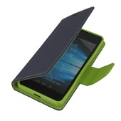 etui podstawka etui z klapk� na magnes Fancy Case granatowo-limonkowe do Microsoft Lumia 550