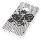Pokrowiec etui silikonowe Koronka Róża czarna do Microsoft Lumia 535